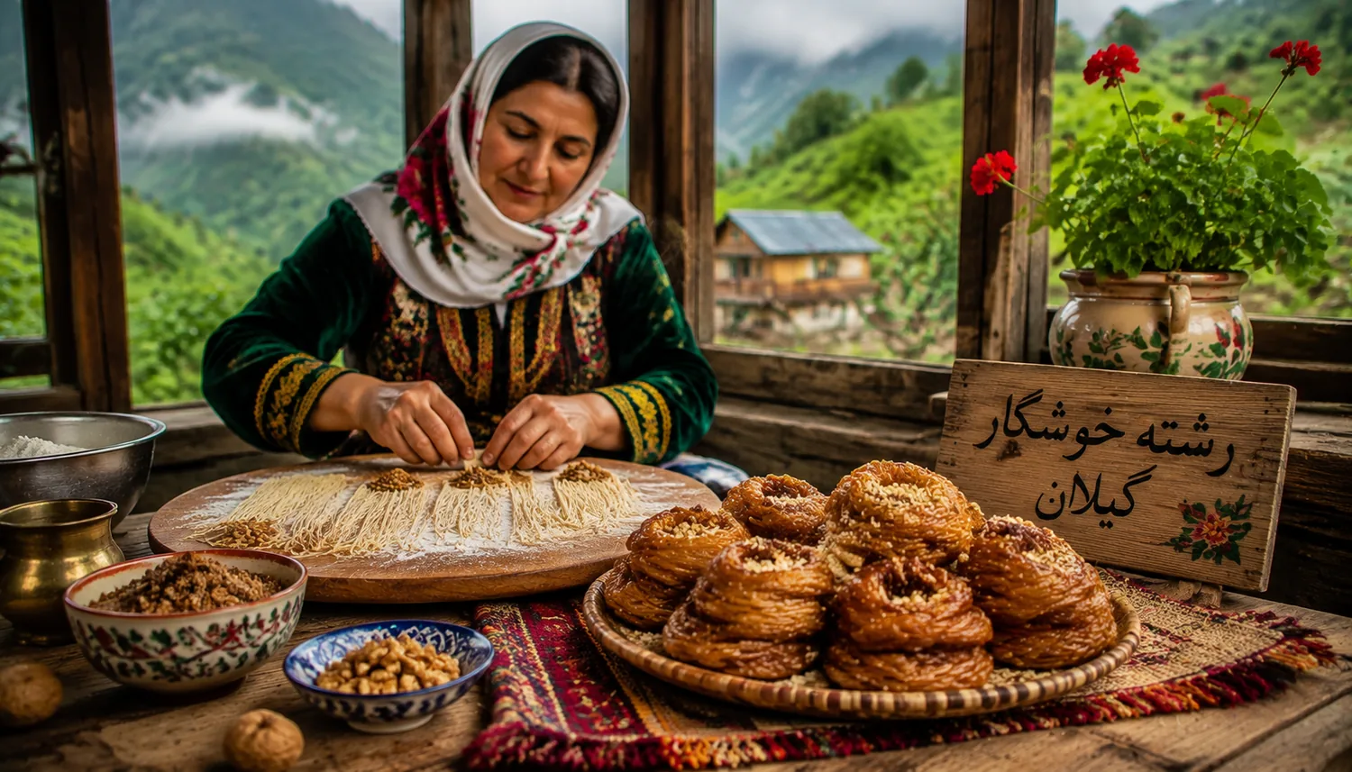 رشته خوشکار؛ شیرینی سنتی و سوغات خوراکی گیلان